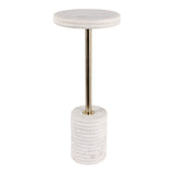 Geyserville White/Gold Ribbed Drink Table with Marble Base