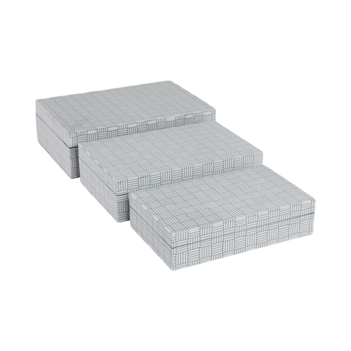 Lyonsville White/Black Checkerboard Etched Boxes (Set of 3)