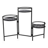 West Park Black Folding 3-Tier Mandala Plant Stand