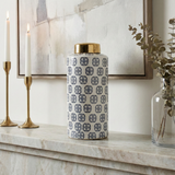 Glen Oaks Navy/White Ceramic Modern Ginger Jar