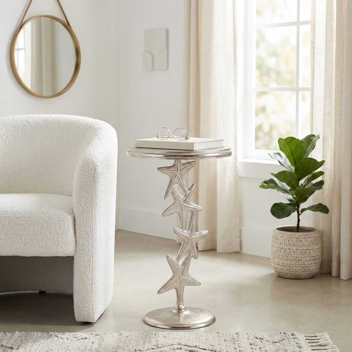 Newburg Silver Metal Starfish Side Table