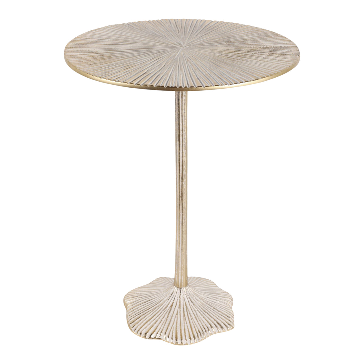 Bostonia Gold/White Etched Metal Coastal Side Table