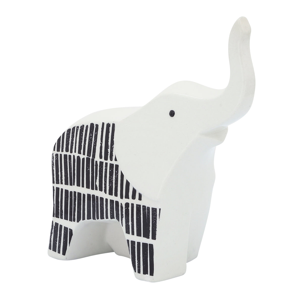Kephart Black/White Ceramic Elephant Trunk Up