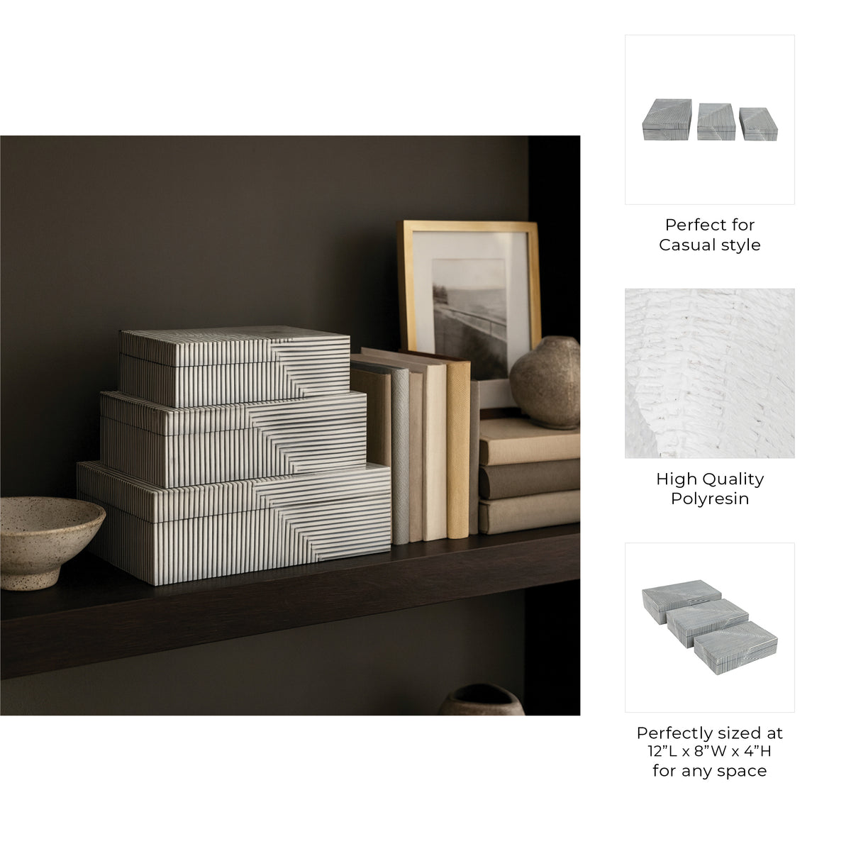 Hendonlake Black/White Boxes (Set of 3)