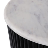 Flumeville White/Black 2-Drawer Side Table with Marble Top