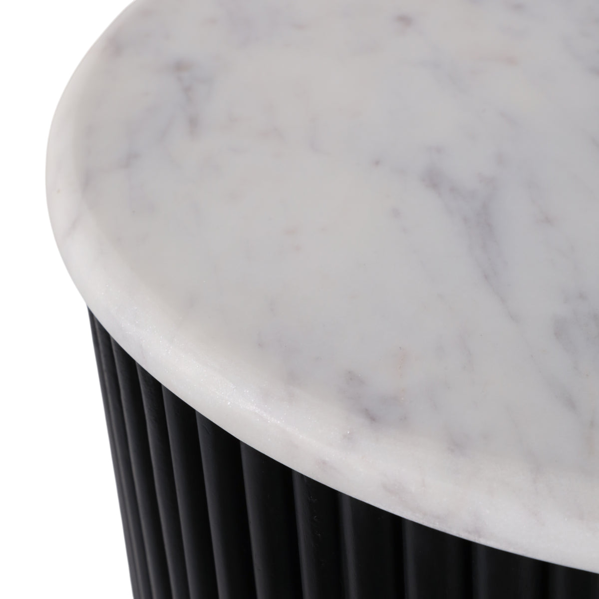 Flumeville White/Black 2-Drawer Side Table with Marble Top