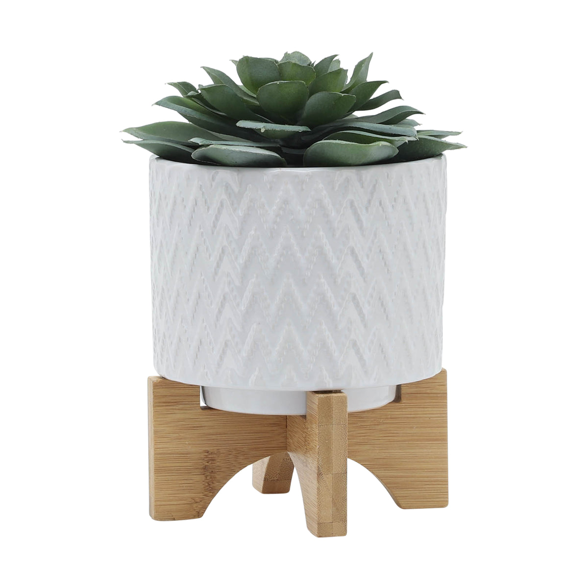 Bannister White Chevron Planter with Stand