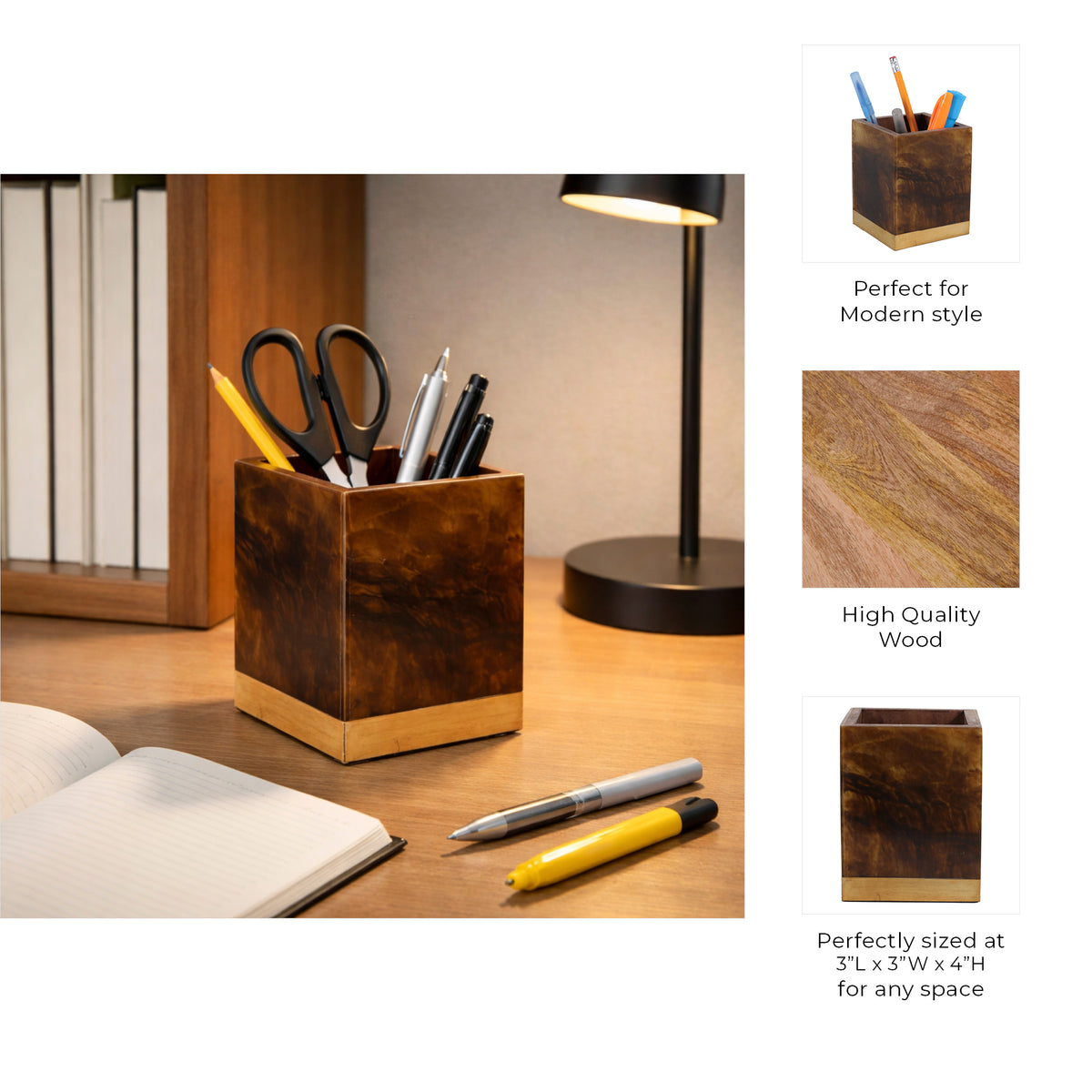 Myrtletown Brown/Gold Tortoise Look Pencil Cup