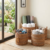Joshua Tree Natural Round Banana Leaf Baskets (Set of 4)