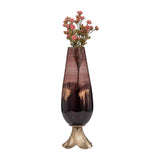 Ripperdan Bronze Glass Vase with Leaf Base