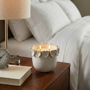 Old Adobe Ivory Wood Sage and Sea Salt Applique Candle