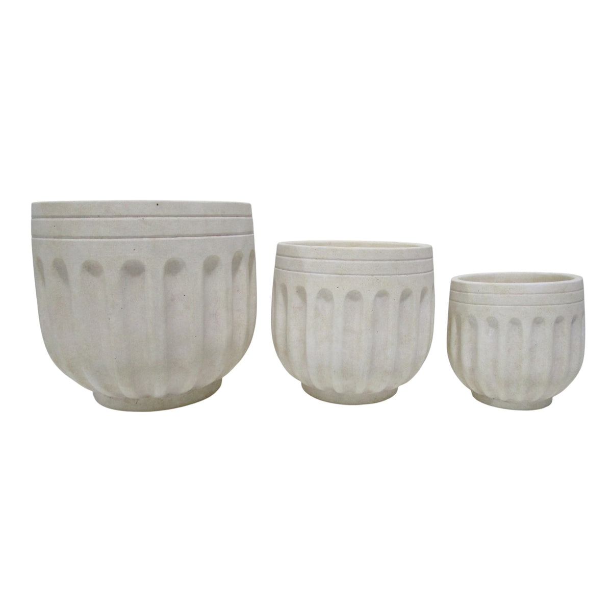 Garvanza White Ribbed Planters (Set of 3)