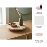 Newtown Tan Travertine Tray on Wood Ball Feet