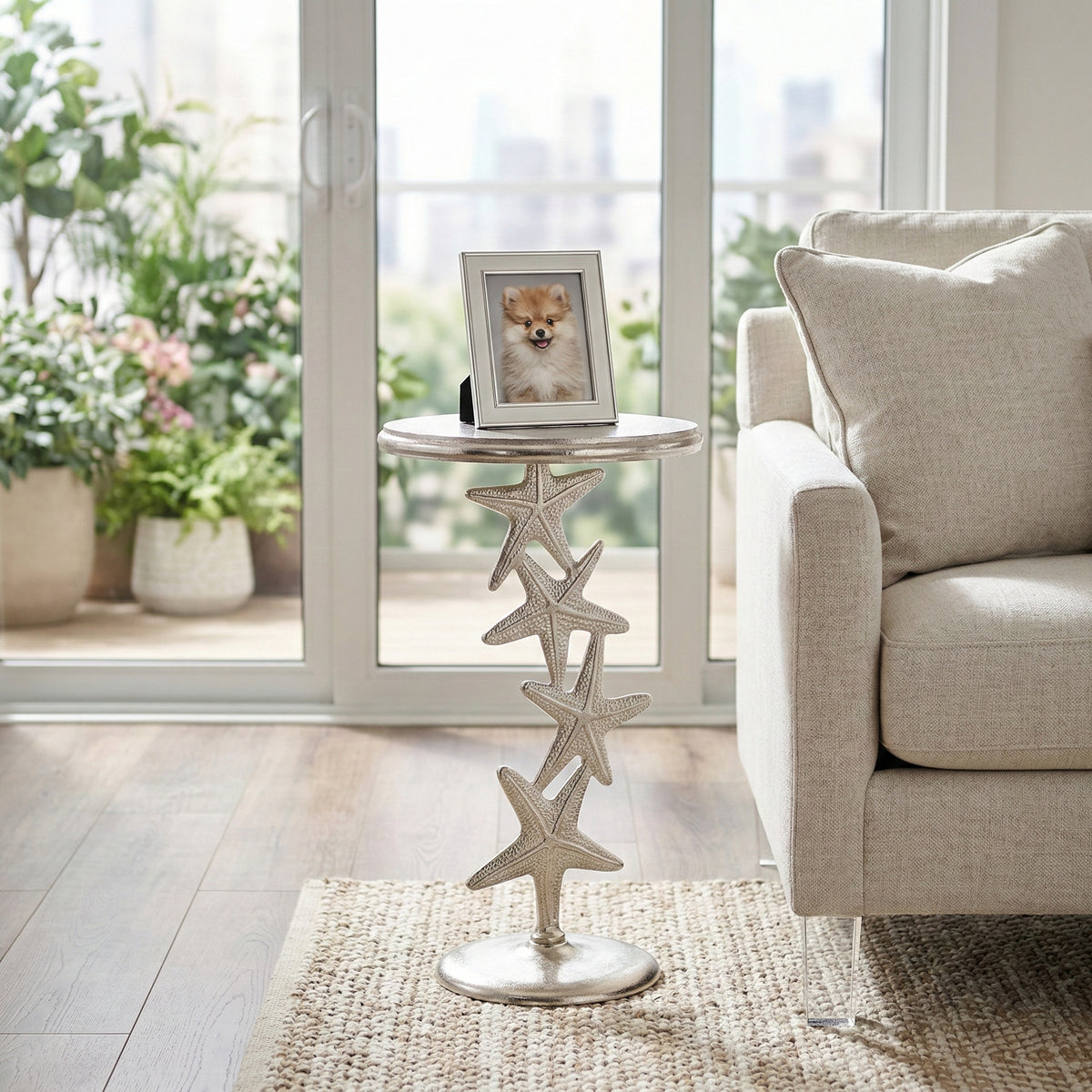 Newburg Silver Metal Starfish Side Table