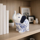 Edgarwell Blue/White Trunk Up Chinoiserie Elephant