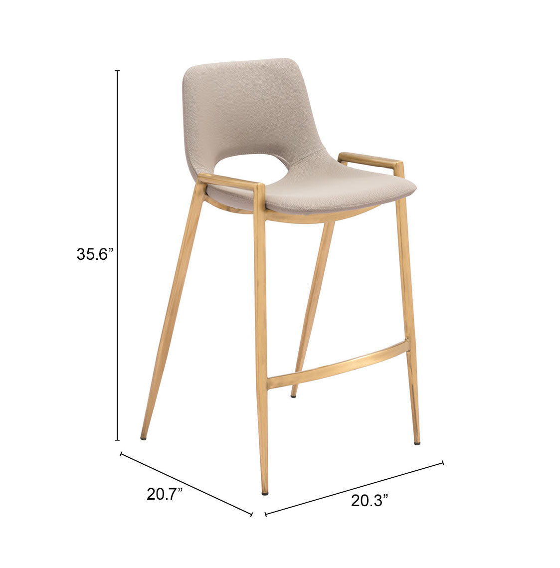 Desi Beige & Gold Counter Stool (Set of 2)
