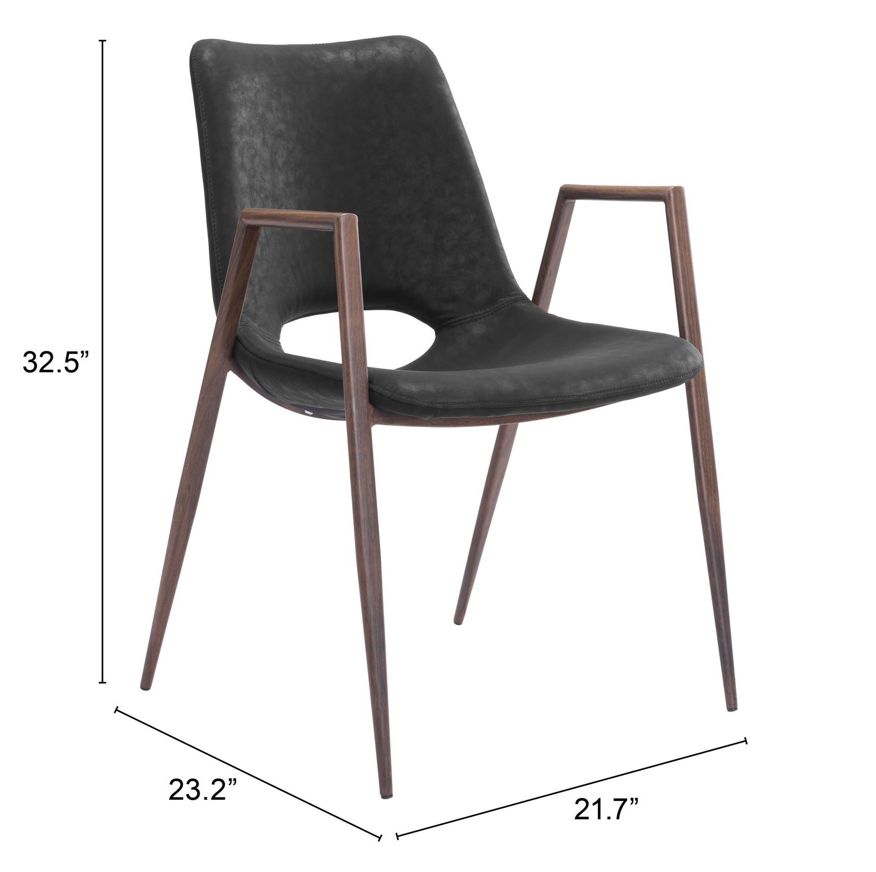 Desi Black & Walnut Dining Chair (Set of 2)