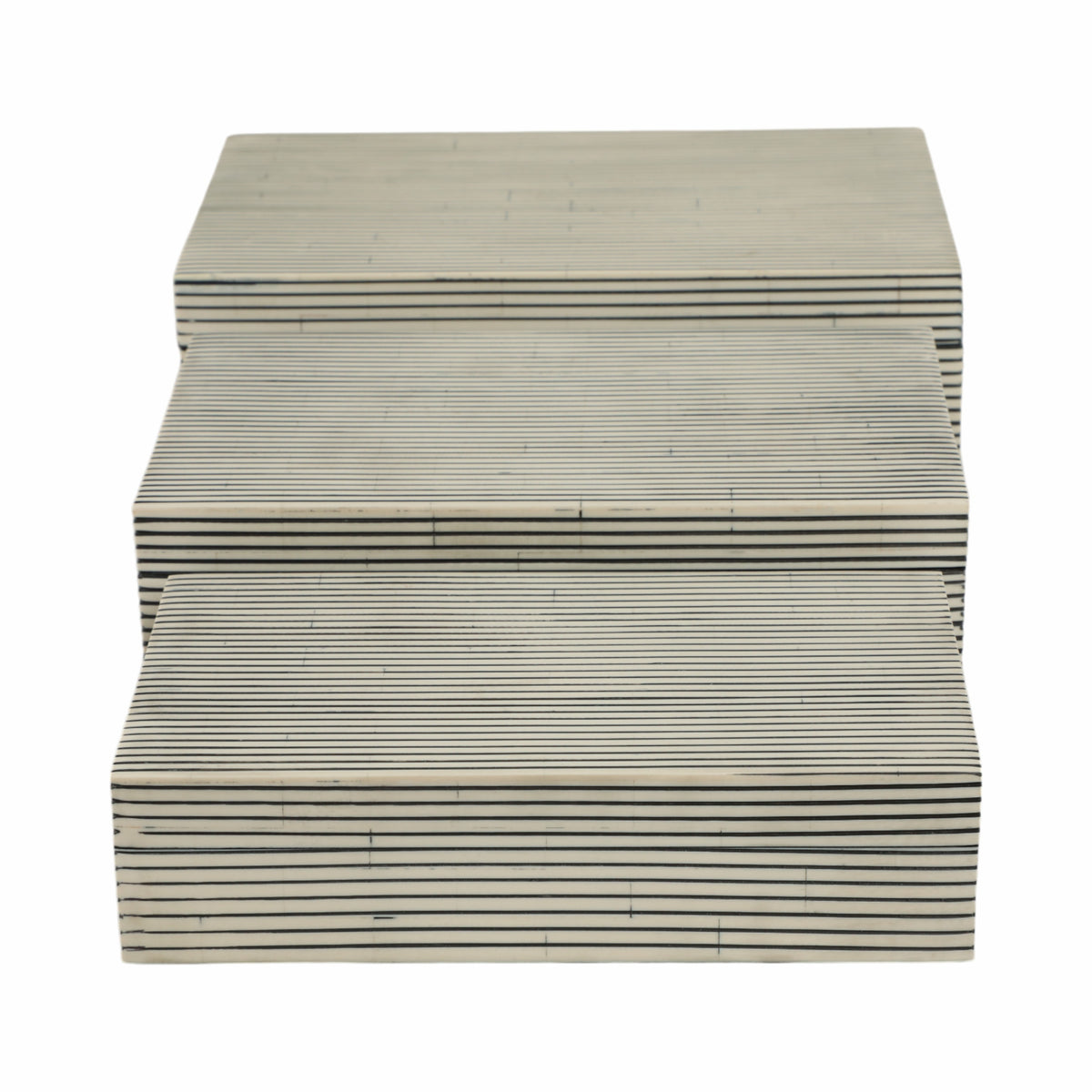 Coffing White Resin Ridged Boxes (Set of 3)