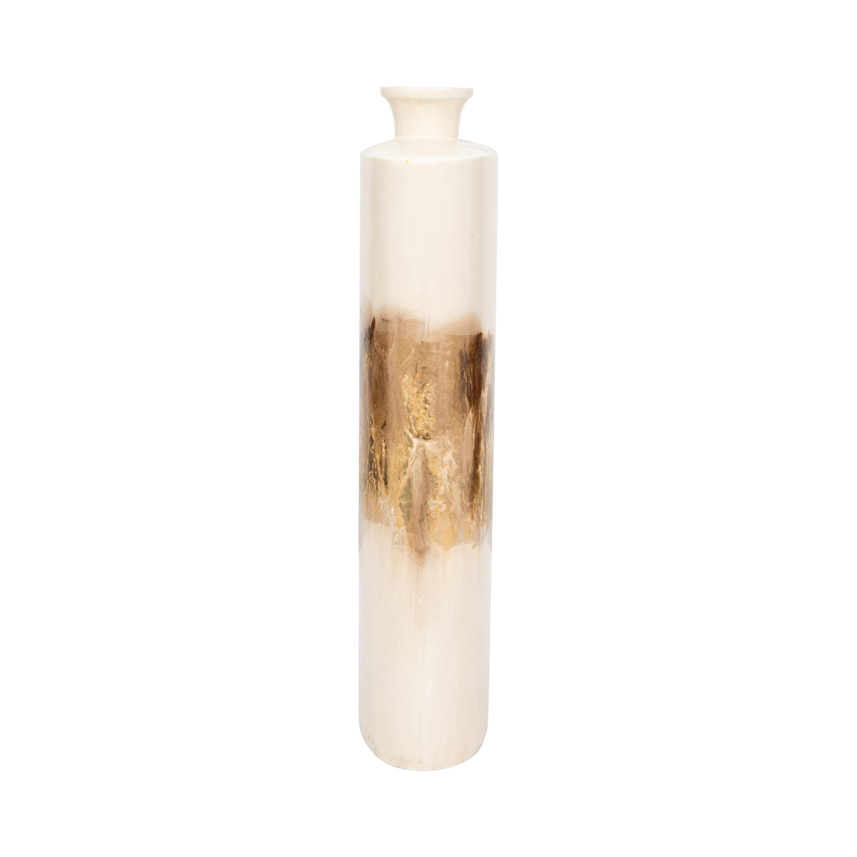 Hurleton Pearl/Gold Metal Flask Vase