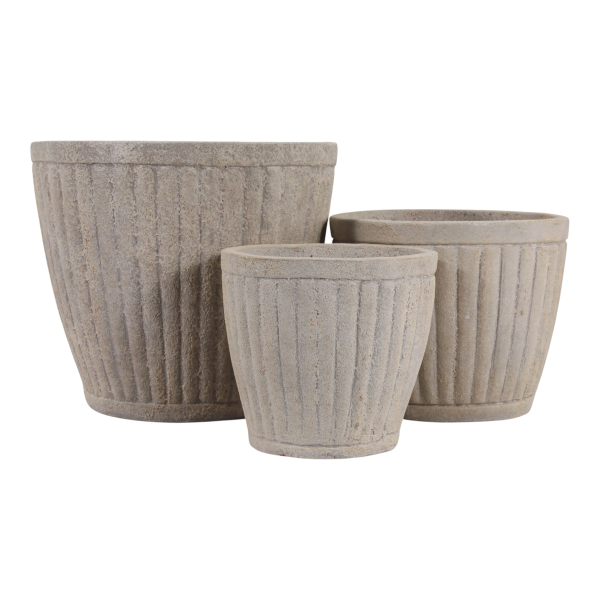 Etiwanda Tan Fluted Terracotta Planters (Set of 3)