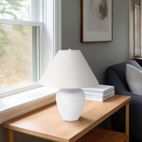 Bailhache White Textured Table Lamp with Tapered Shade