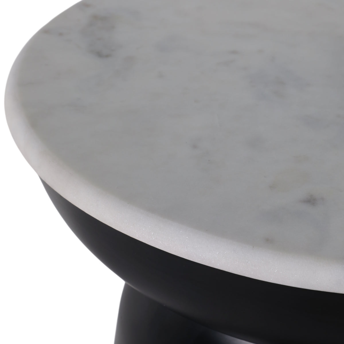 Russ Black/White Metal Accent Table with Marble Top
