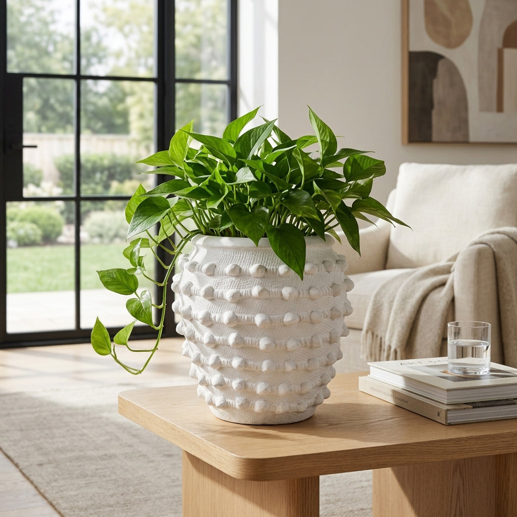Merlin White Woven Knot Planter