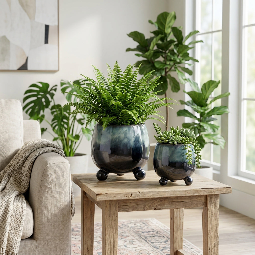Suttonoak Blue Planters (Set of 2)