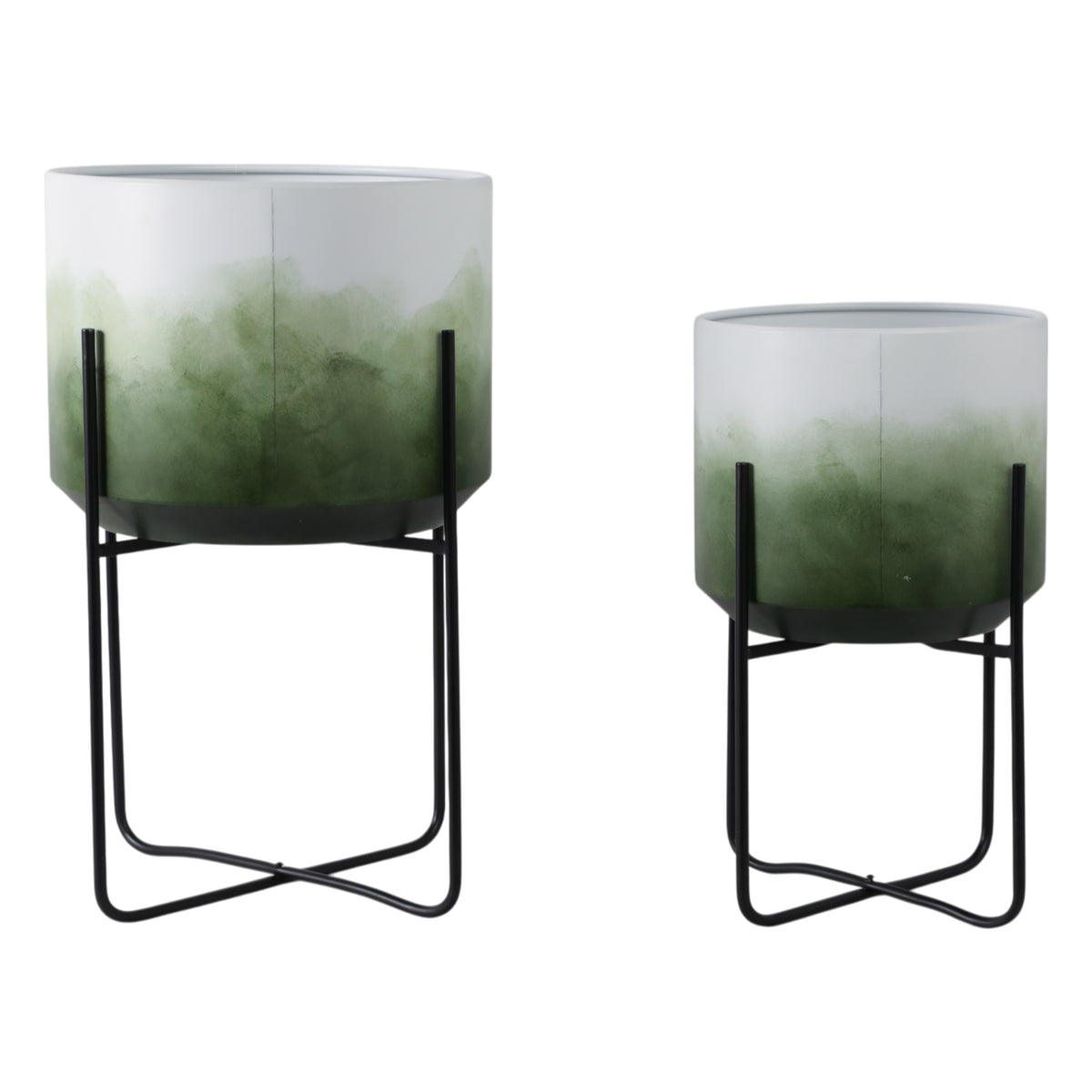 Nicoleham Green/White/Black Planters (Set of 2)