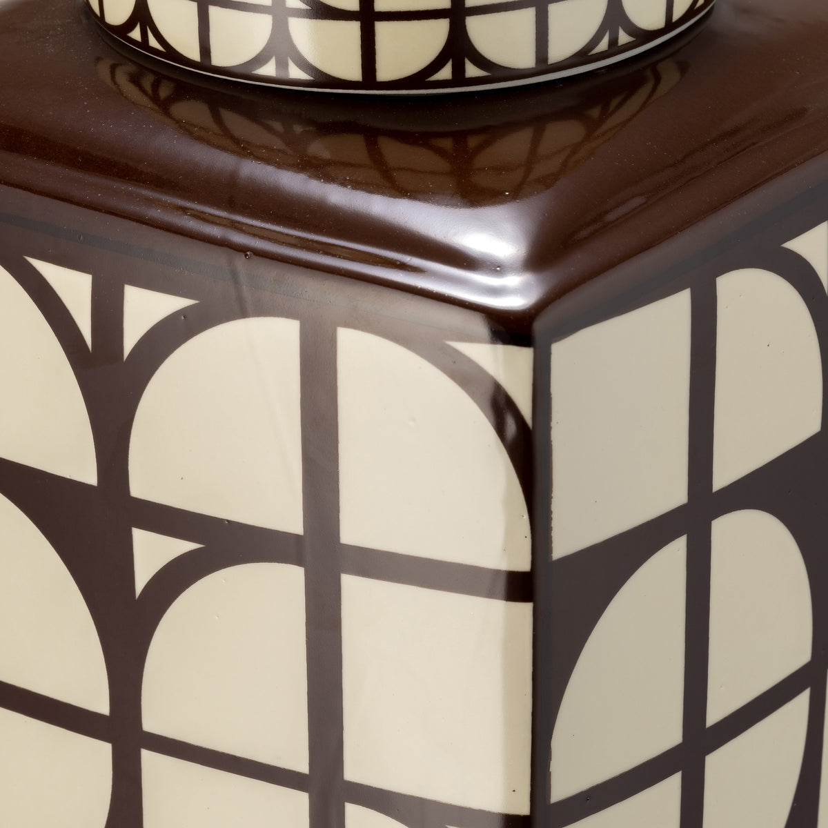 Bush Brown/Ivory Small Ceramic Square Jar