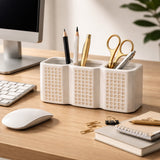 Mococo Beige 3-Cup Dotted Pen Holder