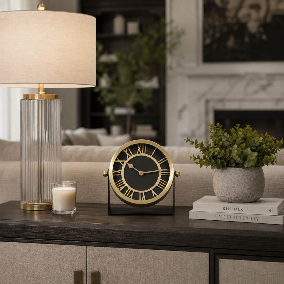 Glastonley Black/Gold Clock