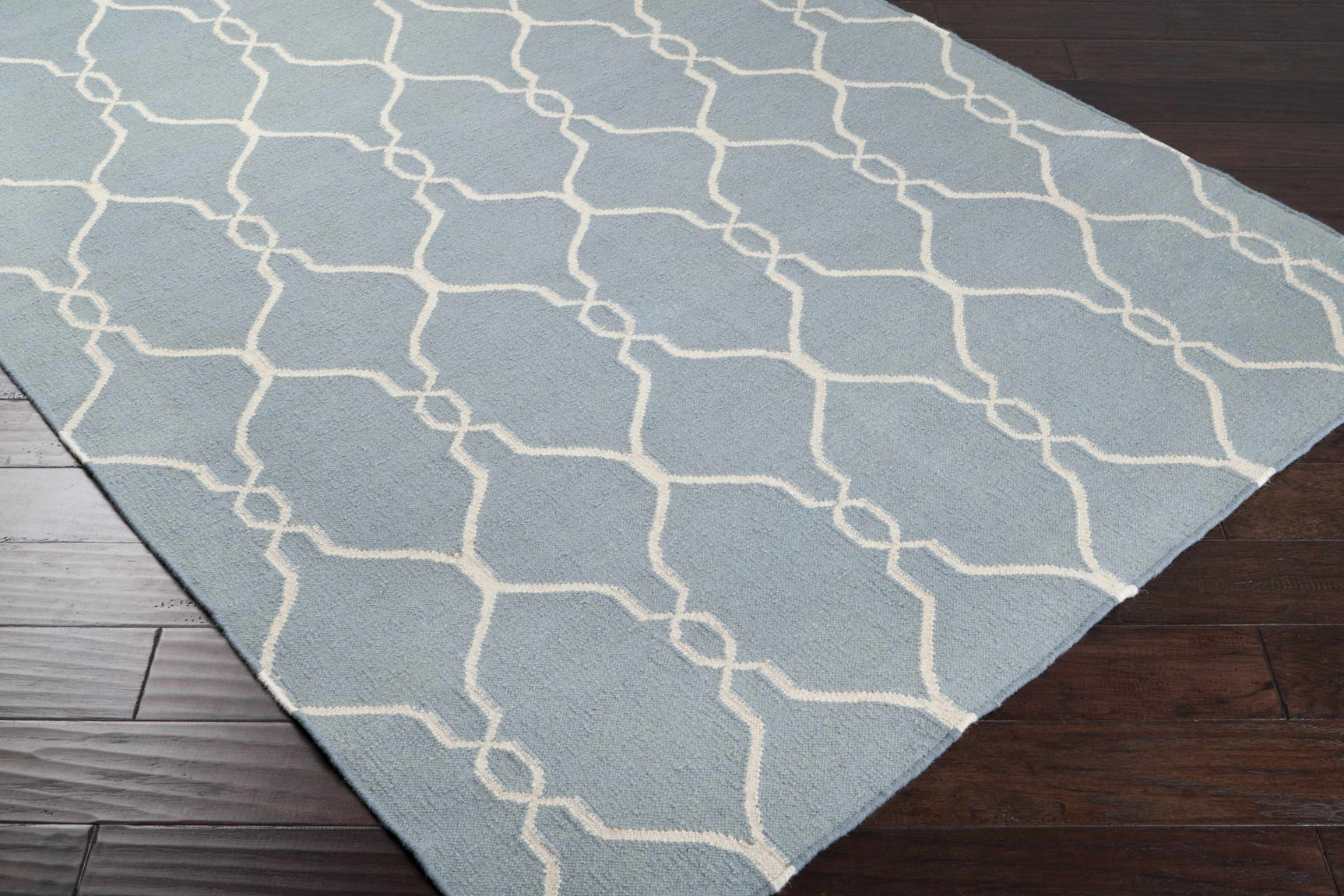 Baconton Blue/Beige Trellis Wool Rug - Clearance