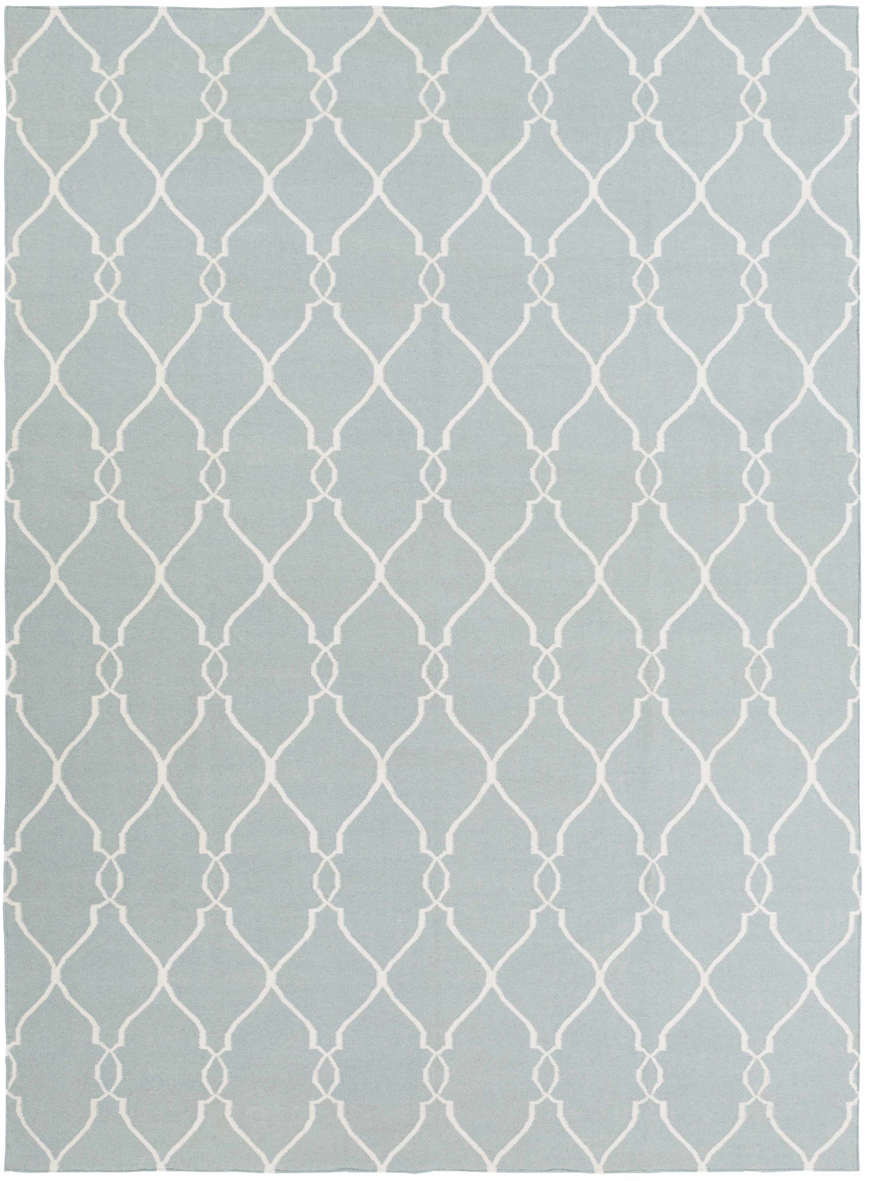 Baconton Blue/Beige Trellis Wool Rug - Clearance