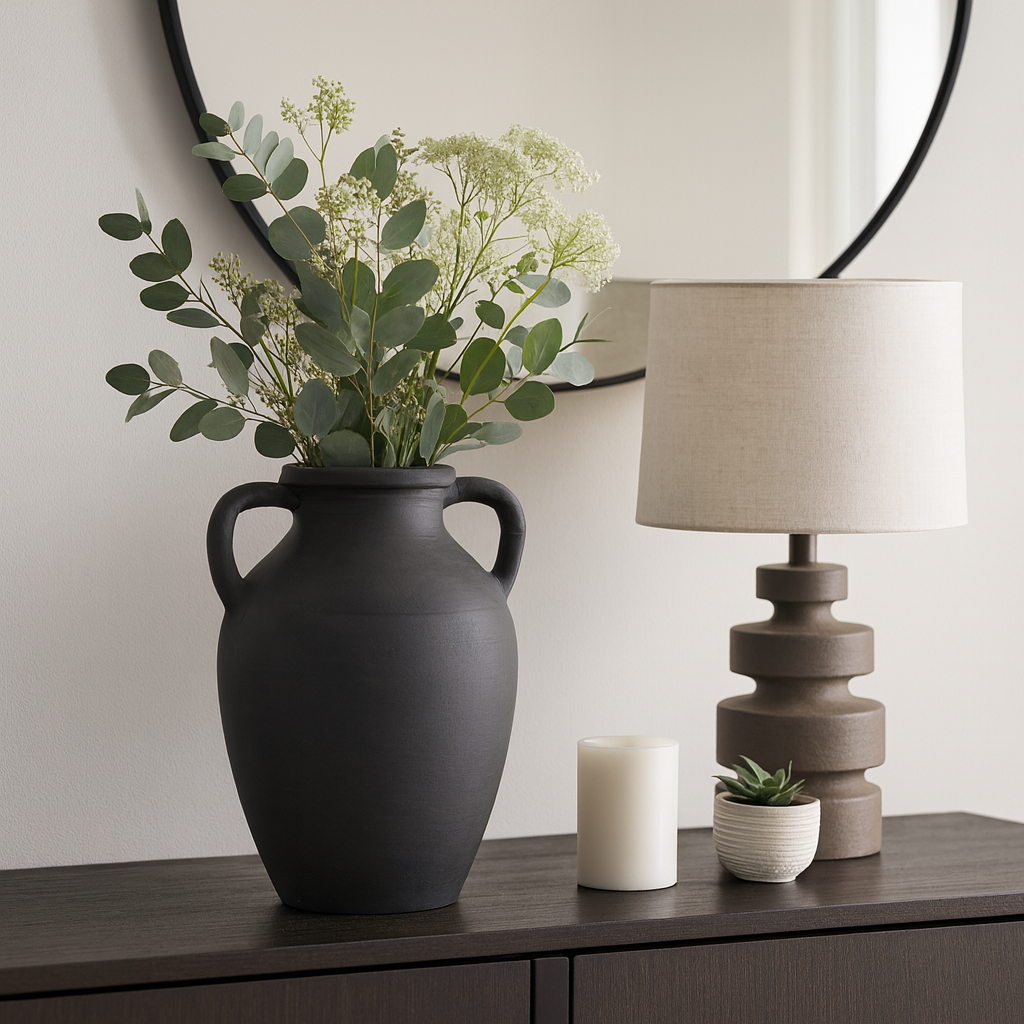 Drakewell Black Terracotta Vase with Handles