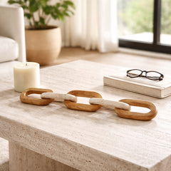 Carltonbeach Tan Travertine and Wood 5-Link Chain