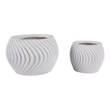 Commerce White Curvy Lines Rounded Planters (Set of 2)