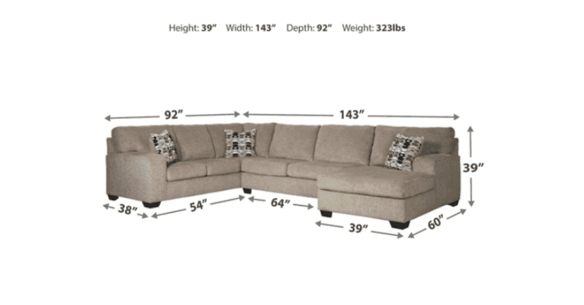 (Online Special Price) Ballinasloe Platinum 3pc Sectional Sofa w/ RAF Chaise - Ornate Home