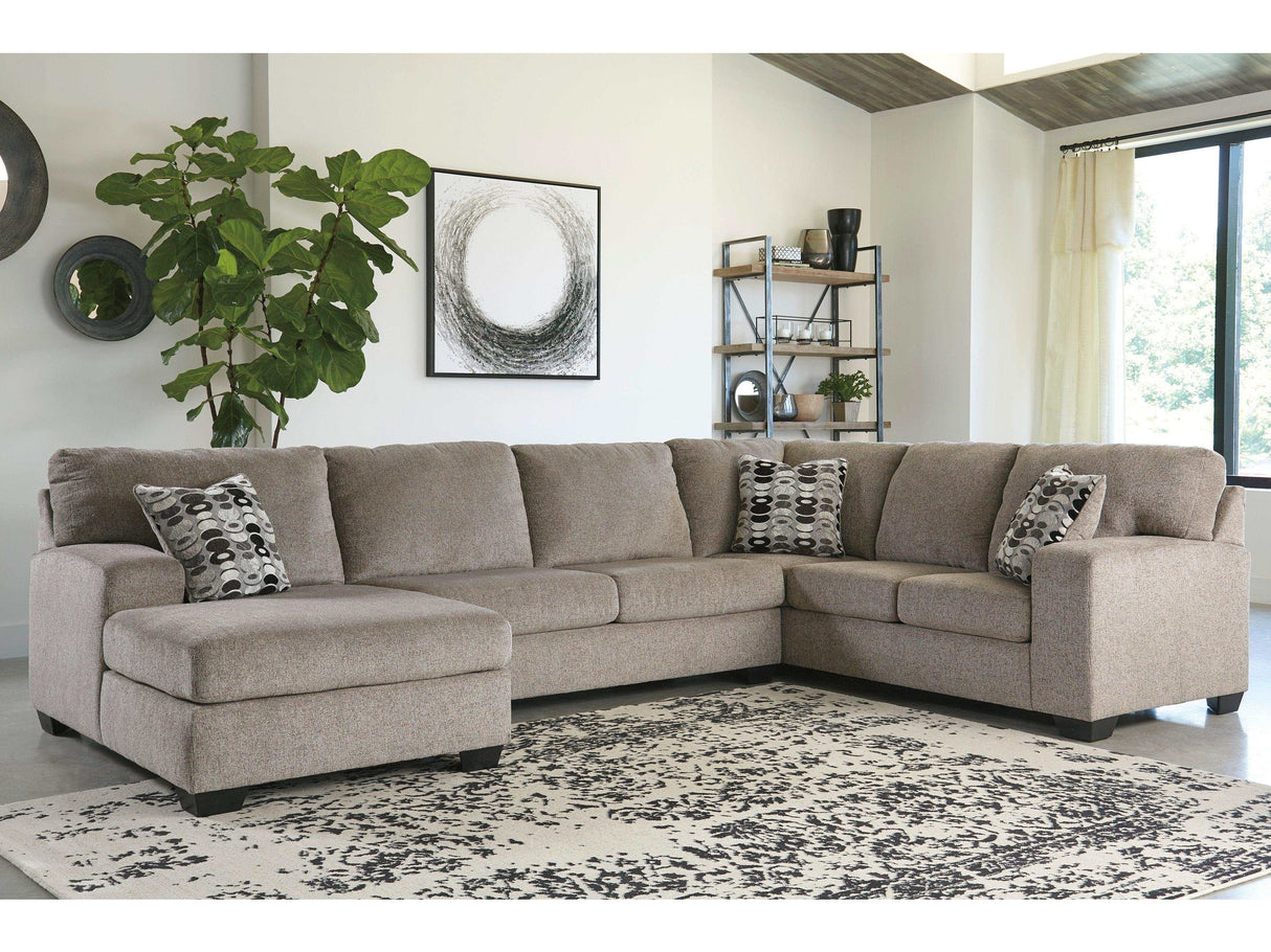 (Online Special Price) Ballinasloe Platinum 3pc Sectional Sofa w/ LAF Chaise - Ornate Home