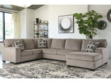 (Online Special Price) Ballinasloe Platinum 3pc Sectional Sofa w/ RAF Chaise - Ornate Home