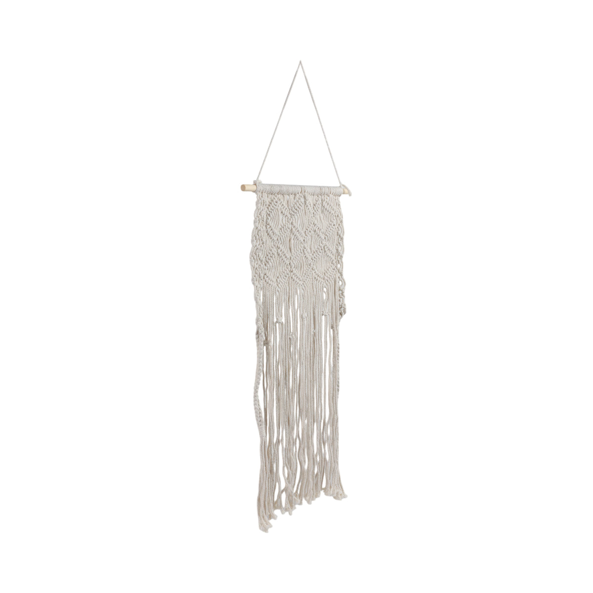 Lakin Ivory Wood Macrame Wall Shelf