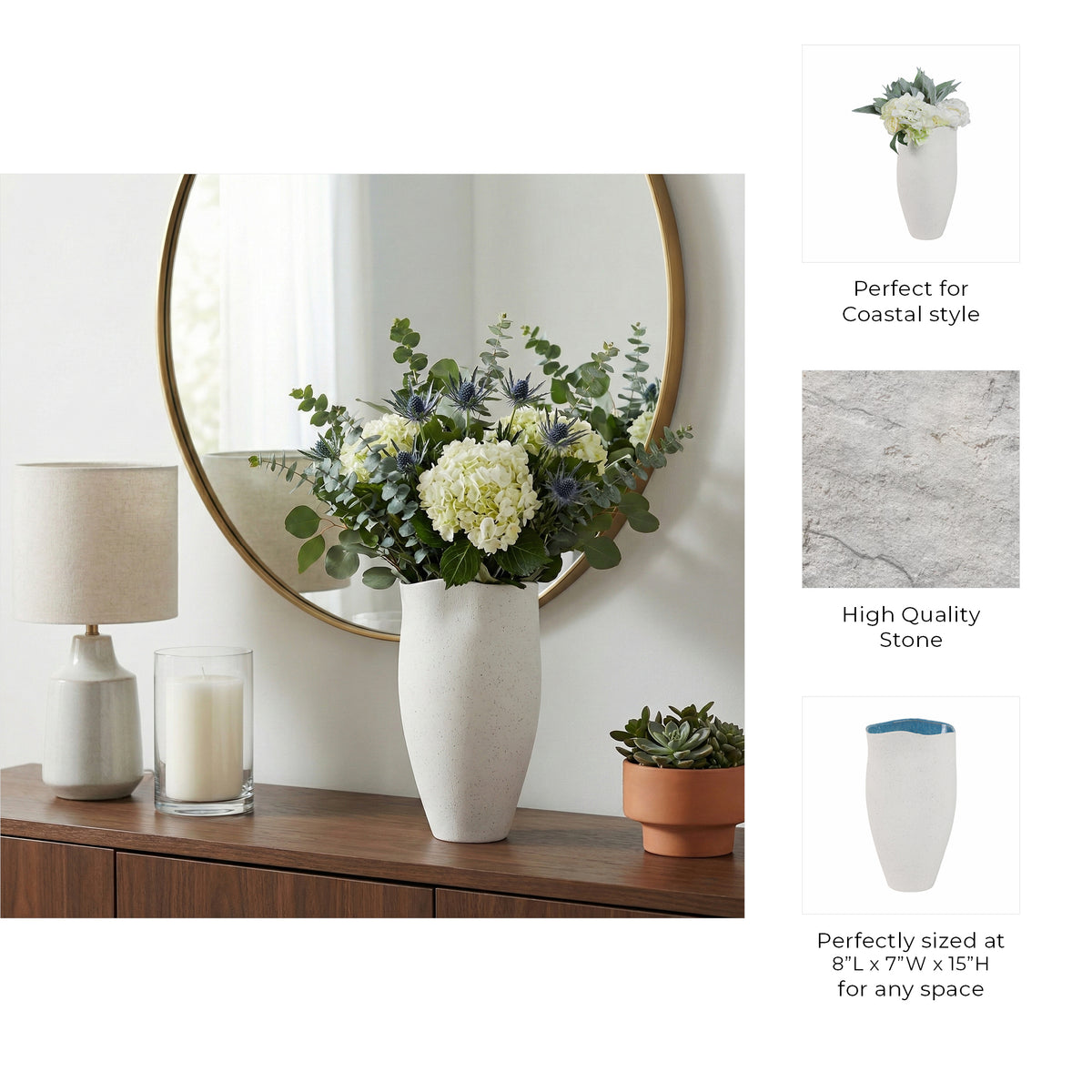 Kelseyland White Textured Organic Vase with Reactive Inside