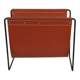 Helm Corner Brown/Black Faux Leather Magazine Rack