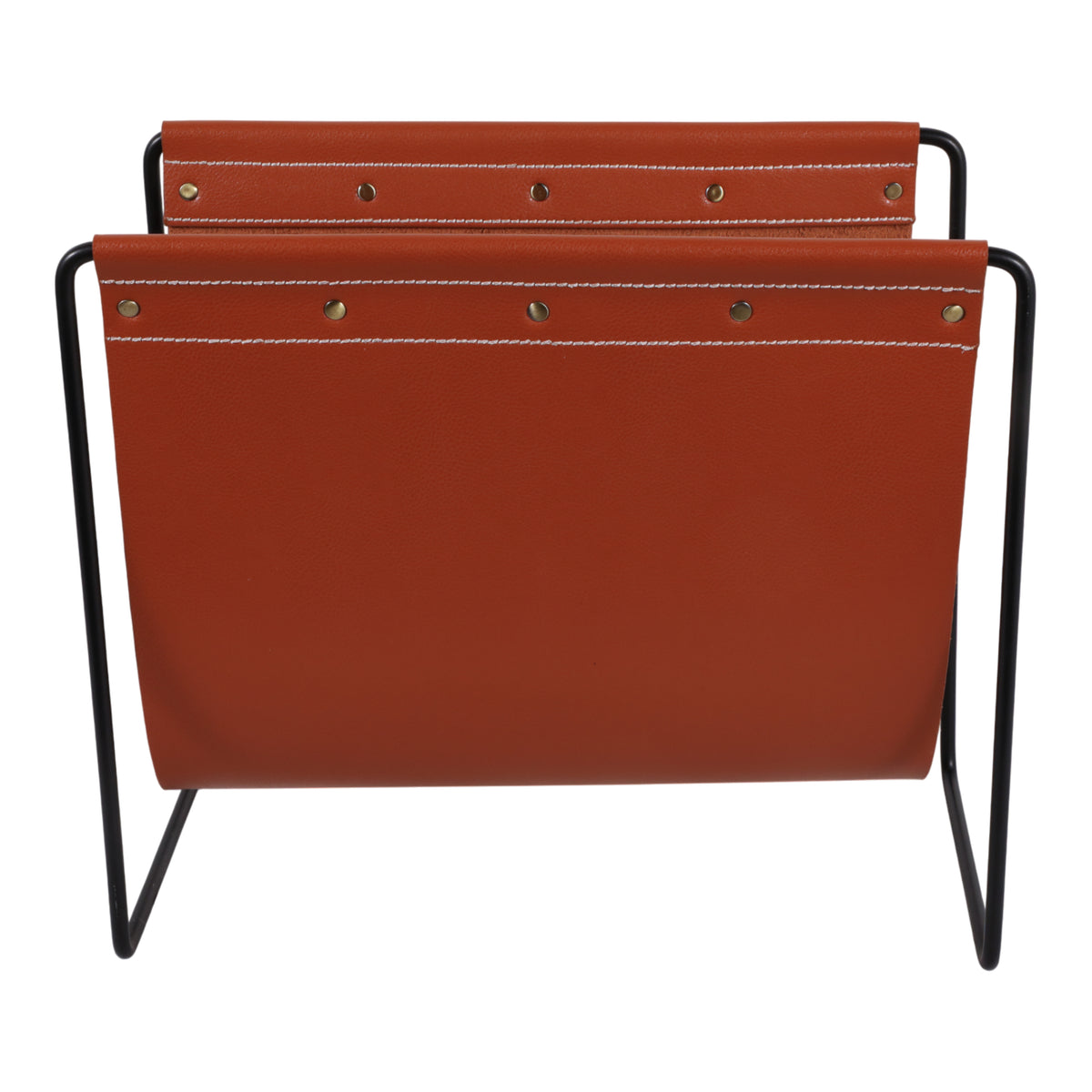 Helm Corner Brown/Black Faux Leather Magazine Rack
