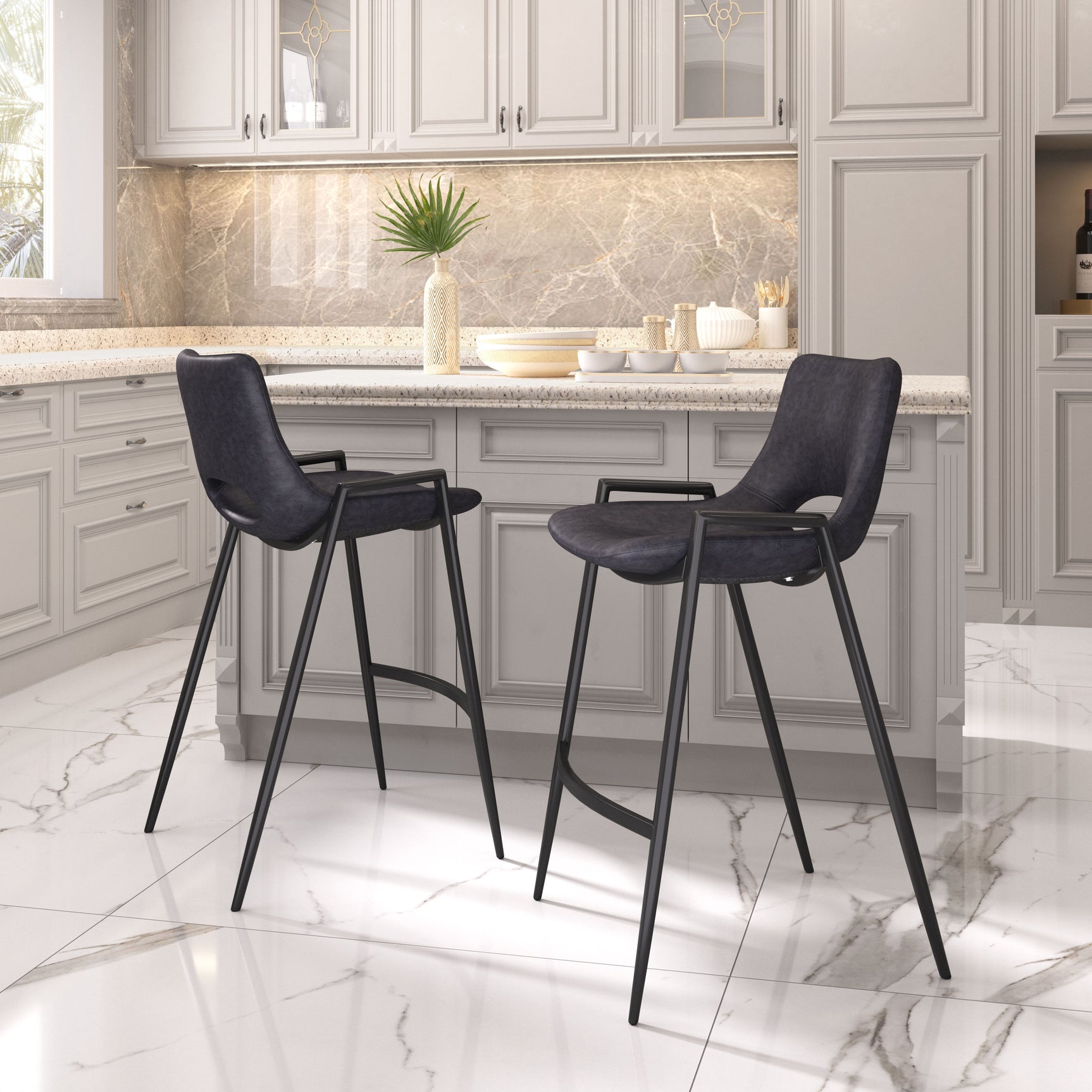 Desi Black Counter Stool (Set of 2)