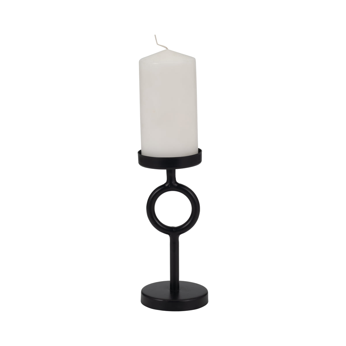 Dolley Black Metal Ring Candle Holder