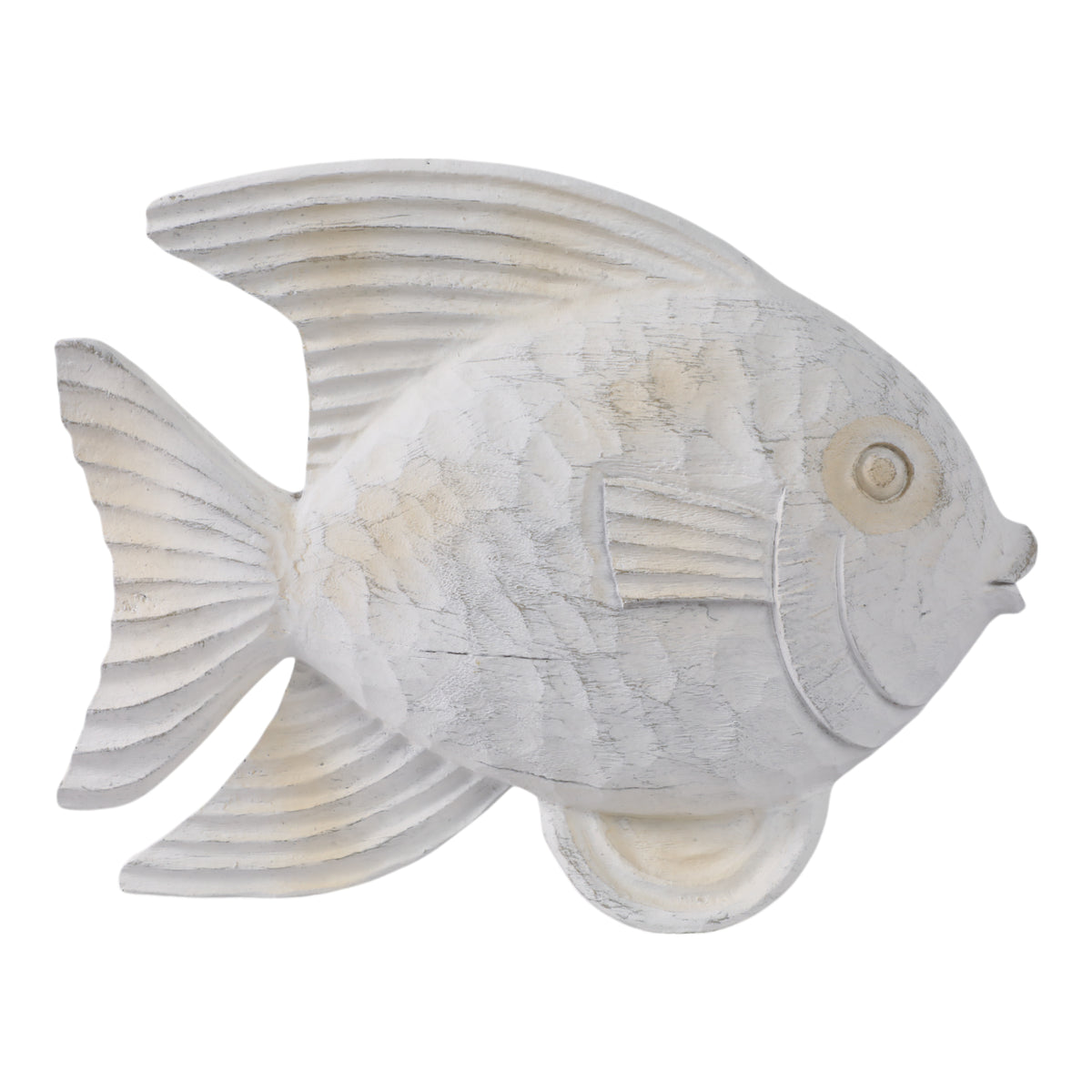 Ojala Whitewash Resin Fish Figurine - 14332-02EC