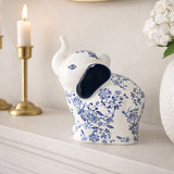 Edgarwell Blue/White Trunk Up Chinoiserie Elephant