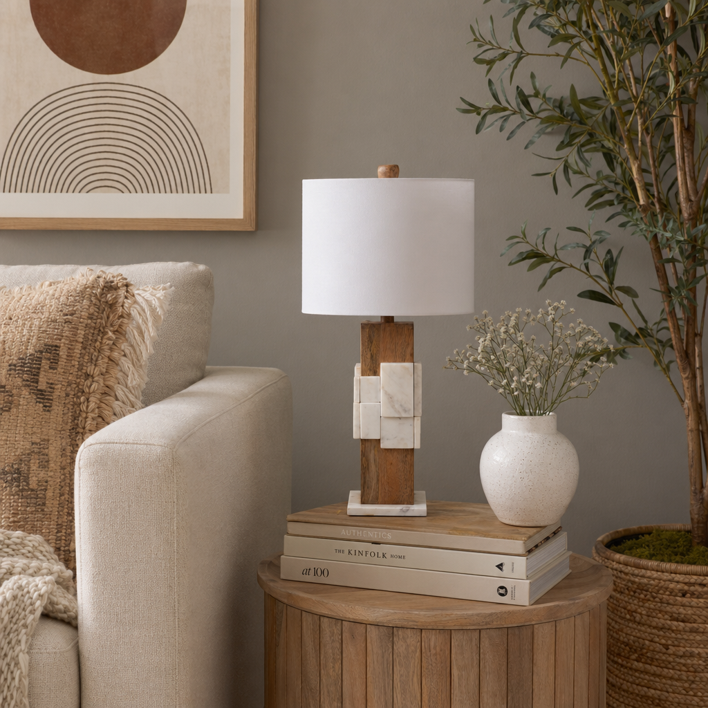 Ceneda White Marble Table Lamp