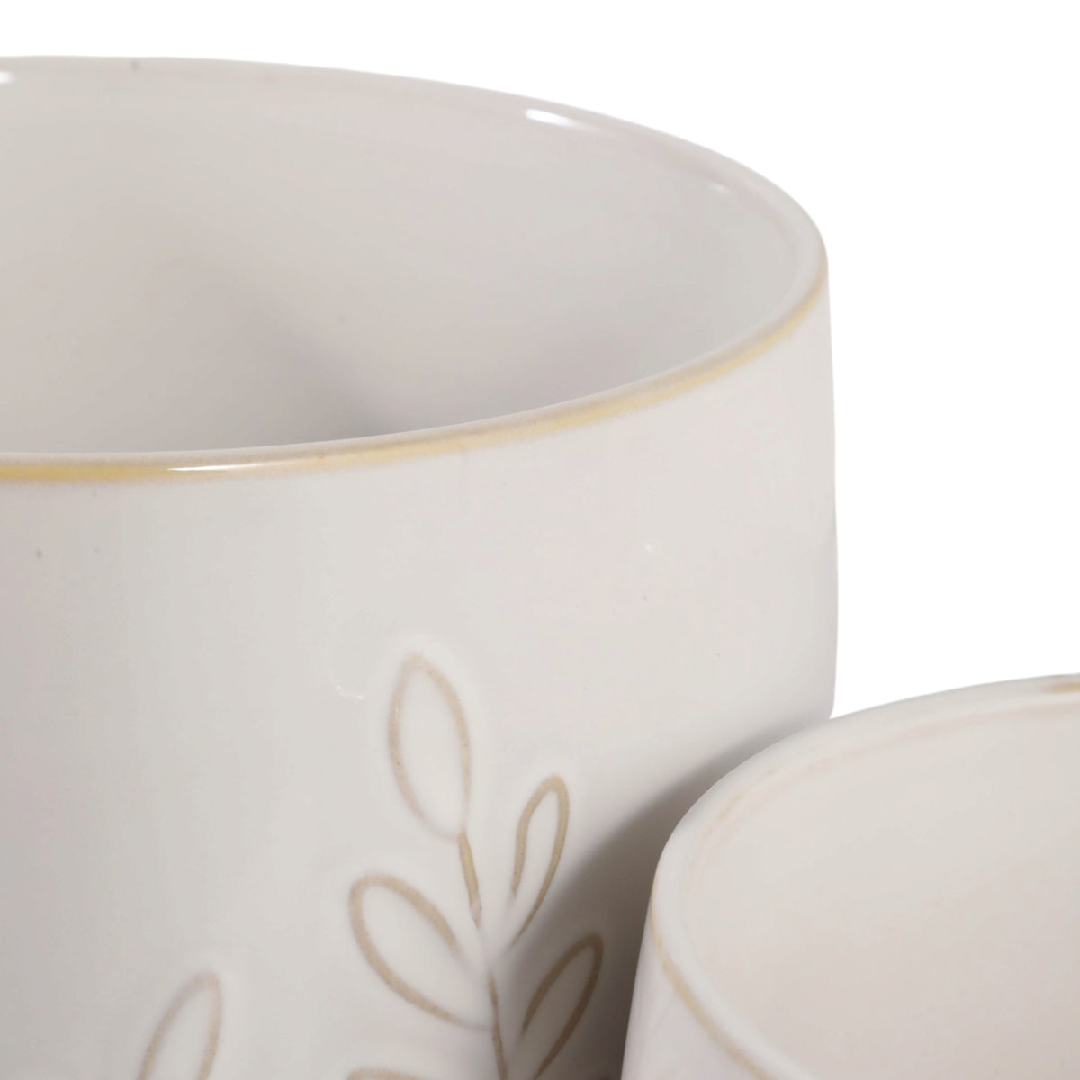 El Adobe Ivory Embossed Vines Planters (Set of 2)